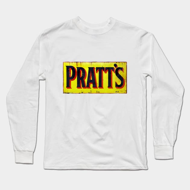 Pratts, Vintage Enamel sign Long Sleeve T-Shirt by JonDelorme